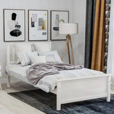 Bellemave® Twin Size Wood Platform Bed with Headboard,Footboard and Wood Slat Support - Bellemave